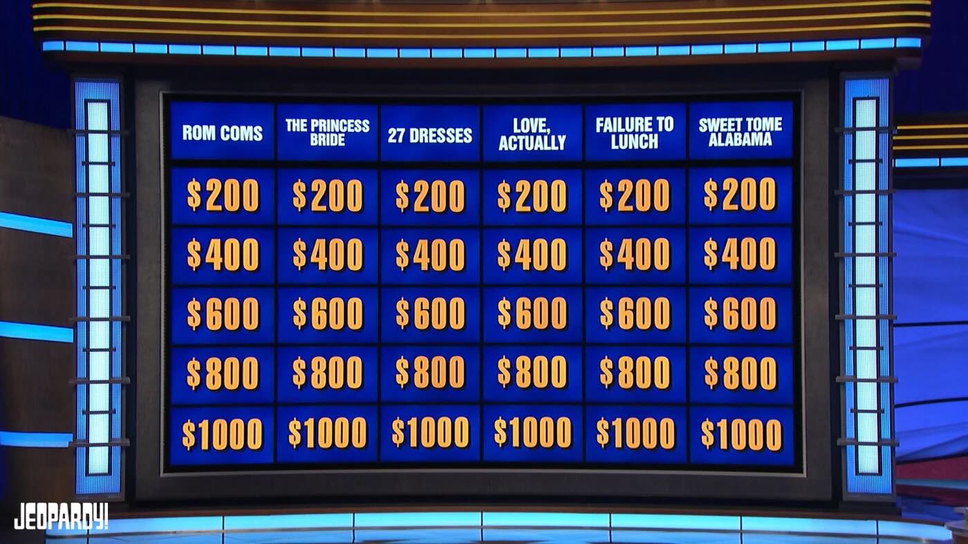 A Jeopardy board