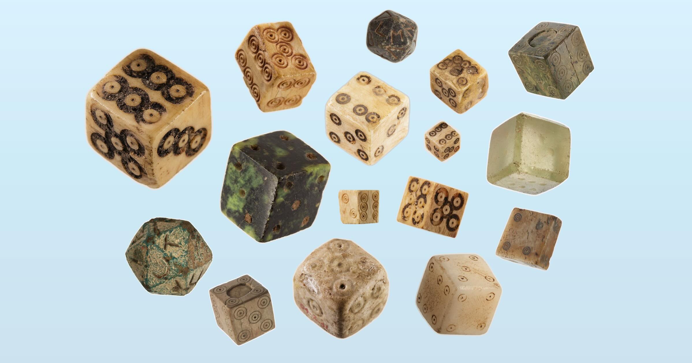 A collection of assorted Roman and Egyptian dice, from the Met's collection